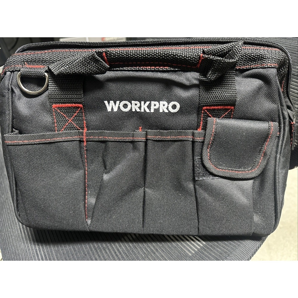 WORKPRO Tool Bag 14-inch Multi-pocket Tool Organizer w/Adjustable Shoulder Strap